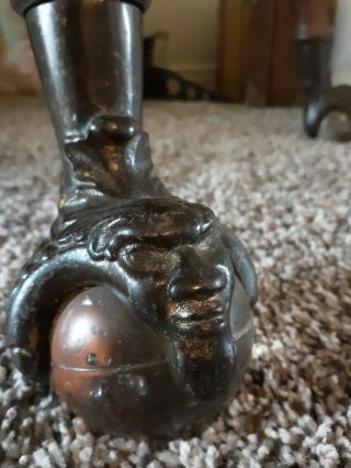Tiger Oak Man of The North Iron and Glass Claw Ball Feet Parlor Table 2