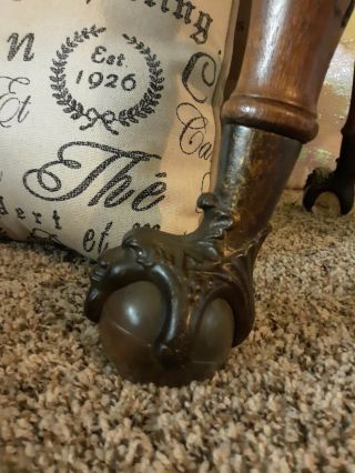 Tiger Oak Man of The North Iron and Glass Claw Ball Feet Parlor Table 4