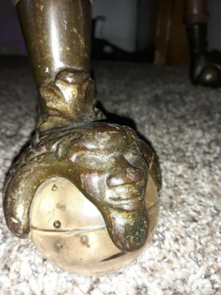 Tiger Oak Man of The North Iron and Glass Claw Ball Feet Parlor Table 5
