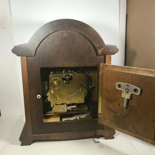 Vintage HAMILTON Westminster Chime Mantle Clock with Key Tempus Fugit 340 - 020 3