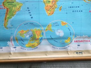 vintage school map rollable wall chart North America USA Canada Mexico Greenland 4