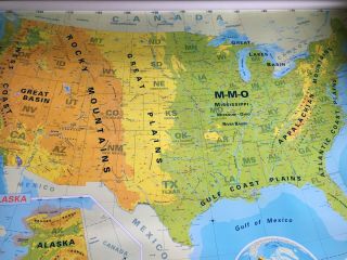 vintage school map rollable wall chart North America USA Canada Mexico Greenland 7