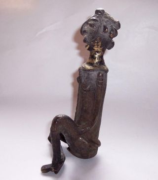 Antique AFRICAN BRONZE Brass AKAN Ashanti GOLD WEIGHT Figure SITTING WOMAN 850gm 2