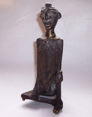 Antique AFRICAN BRONZE Brass AKAN Ashanti GOLD WEIGHT Figure SITTING WOMAN 850gm 9