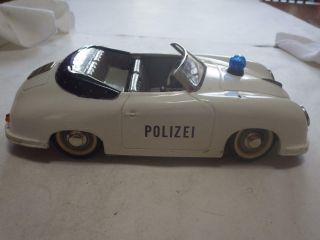 Distler (Germany) White Porsche 356 Cabriolet Polizei Tinplate/Electric 1:15 8