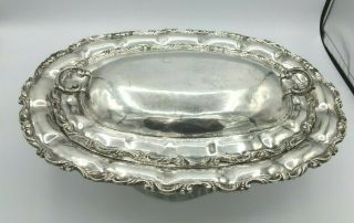 Vintage Old Mexico Sterling Silver Marked 2 Pc Detailed Tureen Dish Serving