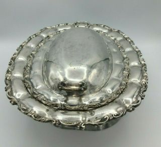Vintage Old Mexico Sterling Silver Marked 2 pc detailed Tureen Dish Serving 2