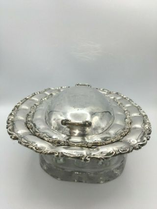 Vintage Old Mexico Sterling Silver Marked 2 pc detailed Tureen Dish Serving 3