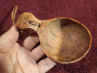 Dated 1939 Decorated Well Made Burl Wood Drinking Cup Kuksa Folk Art Scandinavia