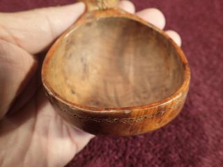 dated 1939 DECORATED WELL MADE BURL WOOD DRINKING CUP KUKSA FOLK ART SCANDINAVIA 4