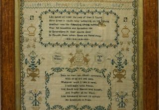 EARLY 19TH CENTURY VERSE,  MOTIF & ALPHABET SAMPLER BY MARY WILSON - June 3 1823 10