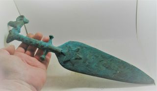 Scarce Circa 1000bc Ancient Luristan Bronze Battle Object Ram Head Pommel