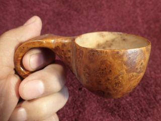 CURVED HANDLE WELL MADE OLD BURL WOOD DRINKING CUP KUKSA FOLK ART SCANDINAVIA 2