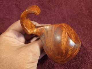 CURVED HANDLE WELL MADE OLD BURL WOOD DRINKING CUP KUKSA FOLK ART SCANDINAVIA 4