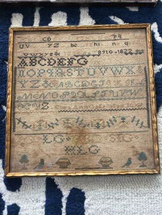 Antique Framed 1822 Cross Stich Sampler Eliza Ann Cage 10 Years Old