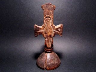 Extremely Rare Antique 1700 - 1800s.  Wooden Cross Bread Prosphora Stamp,