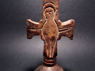 EXTREMELY RARE ANTIQUE 1700 - 1800s.  WOODEN CROSS BREAD PROSPHORA STAMP, 7