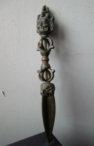 ANTIQUE 19th Century Tibet TIBETAN CopperAlloy BRONZE Vajra Ritual PHURBA Dagger 2