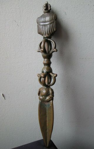 ANTIQUE 19th Century Tibet TIBETAN CopperAlloy BRONZE Vajra Ritual PHURBA Dagger 7