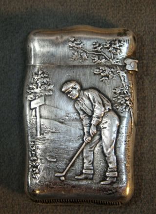 Sterling Silver Golfer Golf Match Safe.