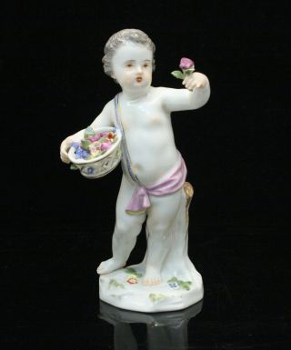 Meissen Porcelain Figurine Cherub Representing Spring From 4 Seasons 19th C