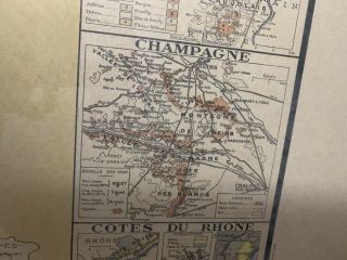 Vtg Framed Map Atlas De La France Vinicole.  Copyright 1947 Nouvelle Edition 1952 10