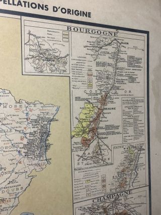 Vtg Framed Map Atlas De La France Vinicole.  Copyright 1947 Nouvelle Edition 1952 11