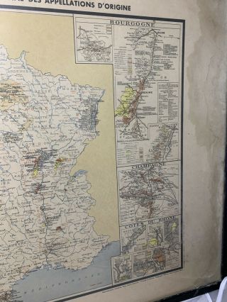 Vtg Framed Map Atlas De La France Vinicole.  Copyright 1947 Nouvelle Edition 1952 12