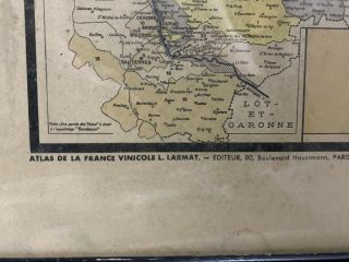 Vtg Framed Map Atlas De La France Vinicole.  Copyright 1947 Nouvelle Edition 1952 3
