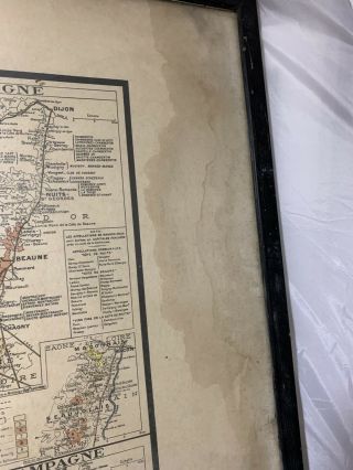 Vtg Framed Map Atlas De La France Vinicole.  Copyright 1947 Nouvelle Edition 1952 5