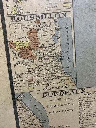 Vtg Framed Map Atlas De La France Vinicole.  Copyright 1947 Nouvelle Edition 1952 7