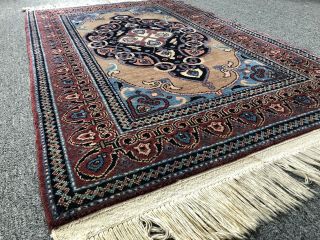 Auth: 50 ' s Vintage Hand Woven Wool Rug Elegant Orientalist 3x5 5