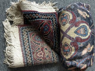 Auth: 50 ' s Vintage Hand Woven Wool Rug Elegant Orientalist 3x5 8