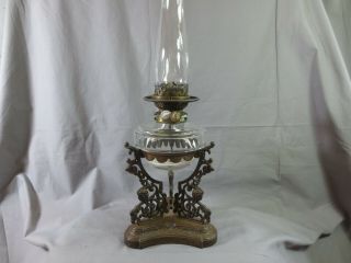 Antique Victorian Wright & Butler Duplex Oil Lamp Base And Drop In Fount