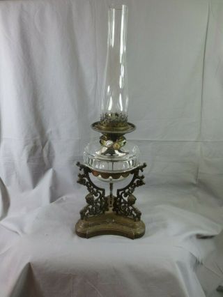 ANTIQUE VICTORIAN WRIGHT & BUTLER DUPLEX OIL LAMP BASE AND DROP IN FOUNT 2