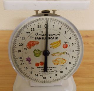 VINTAGE AMERICAN FAMILY SCALE 25lb KITCHEN UTILITY FOOD SCALE 6