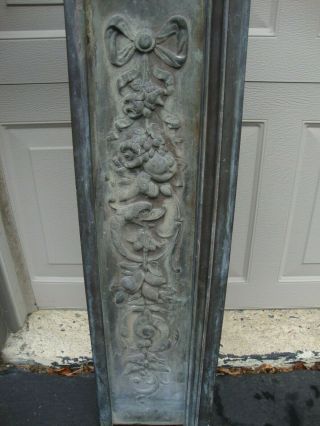 Antique Cast Iron Embossed & Metal Paneled Fireplace Surround 2