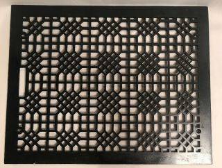 Large Vtg Antique Heavy Cast Iron Fancy Floor Grate Honeycomb Design 28”x22”