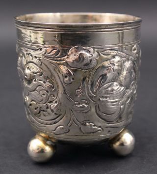 Antique 19thC German Hallmarked Repousse Silver Cup & Chocolate Pot Wood Handle 3
