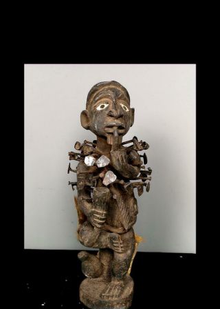 Old Tribal Bakongo Nail Fetish Figure - Congo