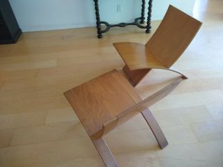 Mid Century Modern Curved Wood Chair (pair) 11