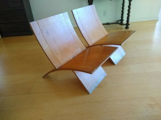 Mid Century Modern Curved Wood Chair (pair)