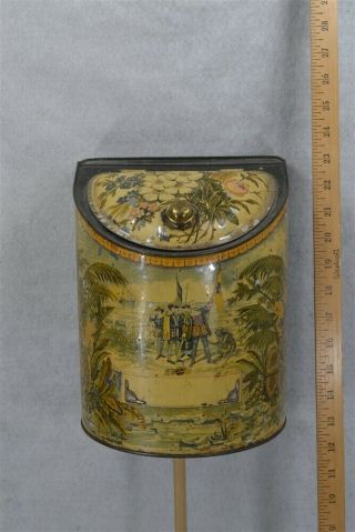 Antique Lithograph Tea Tin Bin Store Display 10 In.  19th C 1850 Vg