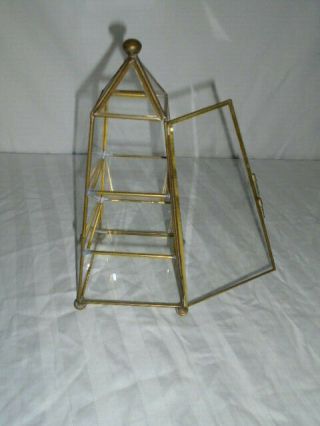 BRASS AND GLASS DISPLAY CASE 10  tall 2