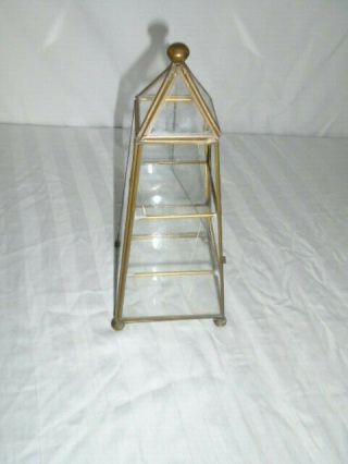 BRASS AND GLASS DISPLAY CASE 10  tall 3