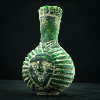 Ancient ROMAN GREEN GLASS Handsome HEAD CIRCA 2ND - 3RD A.  D.  Perfume Posh Bottle 2