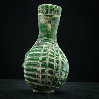 Ancient ROMAN GREEN GLASS Handsome HEAD CIRCA 2ND - 3RD A.  D.  Perfume Posh Bottle 3