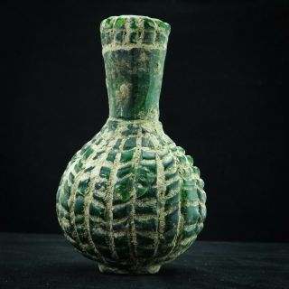 Ancient ROMAN GREEN GLASS Handsome HEAD CIRCA 2ND - 3RD A.  D.  Perfume Posh Bottle 4