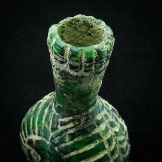 Ancient ROMAN GREEN GLASS Handsome HEAD CIRCA 2ND - 3RD A.  D.  Perfume Posh Bottle 6