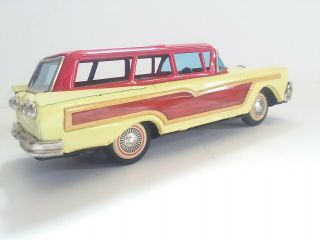 Rare Vintage Bandai Tin Friction 58 Ford Woody Station Wagon Box 2